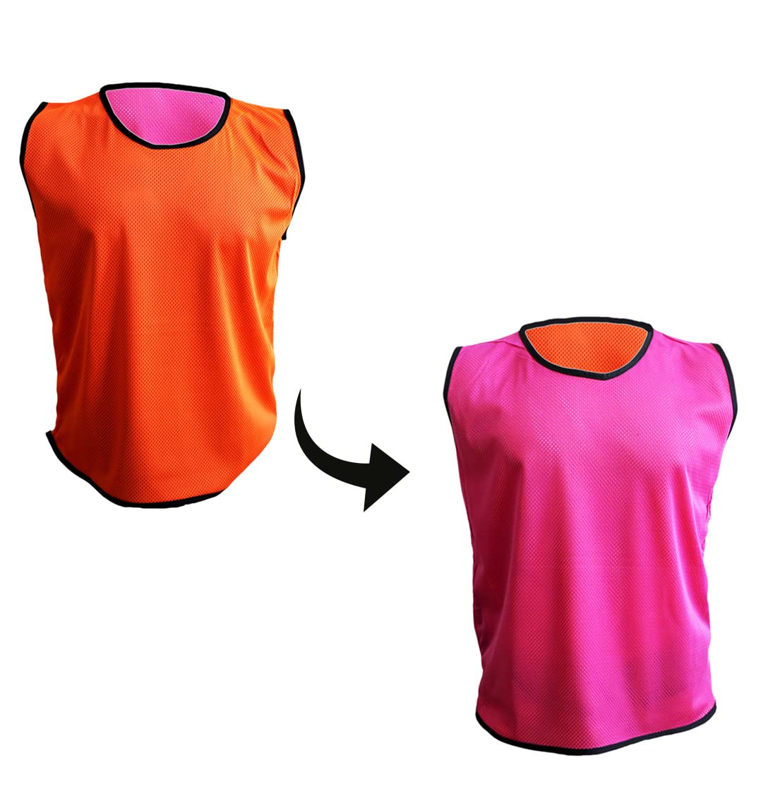 PROSTYLE SPORTS 7 Football Training Reversible Bibs Football Netball Rugby Hockey Cricket (Orange/Purple, Youth(Mens Small-Medium))