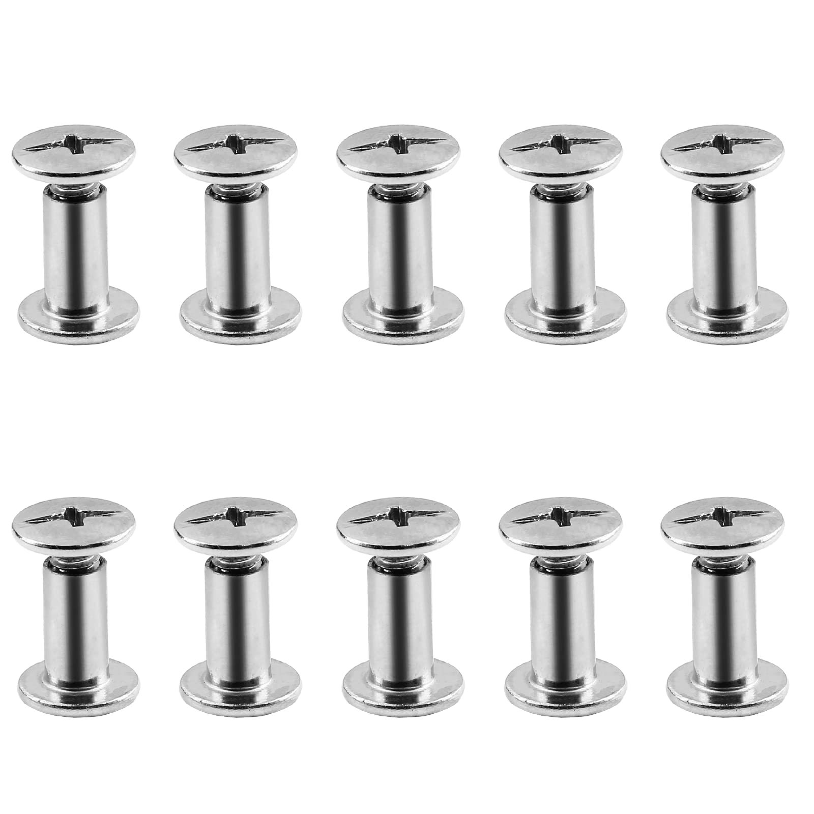 50 Sets M5 x 10mm Chicago Screw Posts Binding Screws, Phillips Chicago Binding Screws Assorted Kit for Leather, Scrapbook, Book, Photo Albums