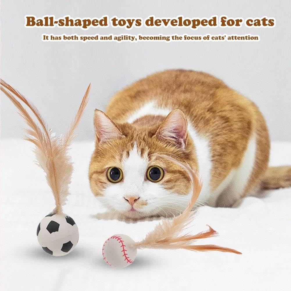 3 Palline Rimbalzanti Con Piume Per Gatti - Giocattoli Interattivi Per Giochi Interni Ed Esterni - Foto 9