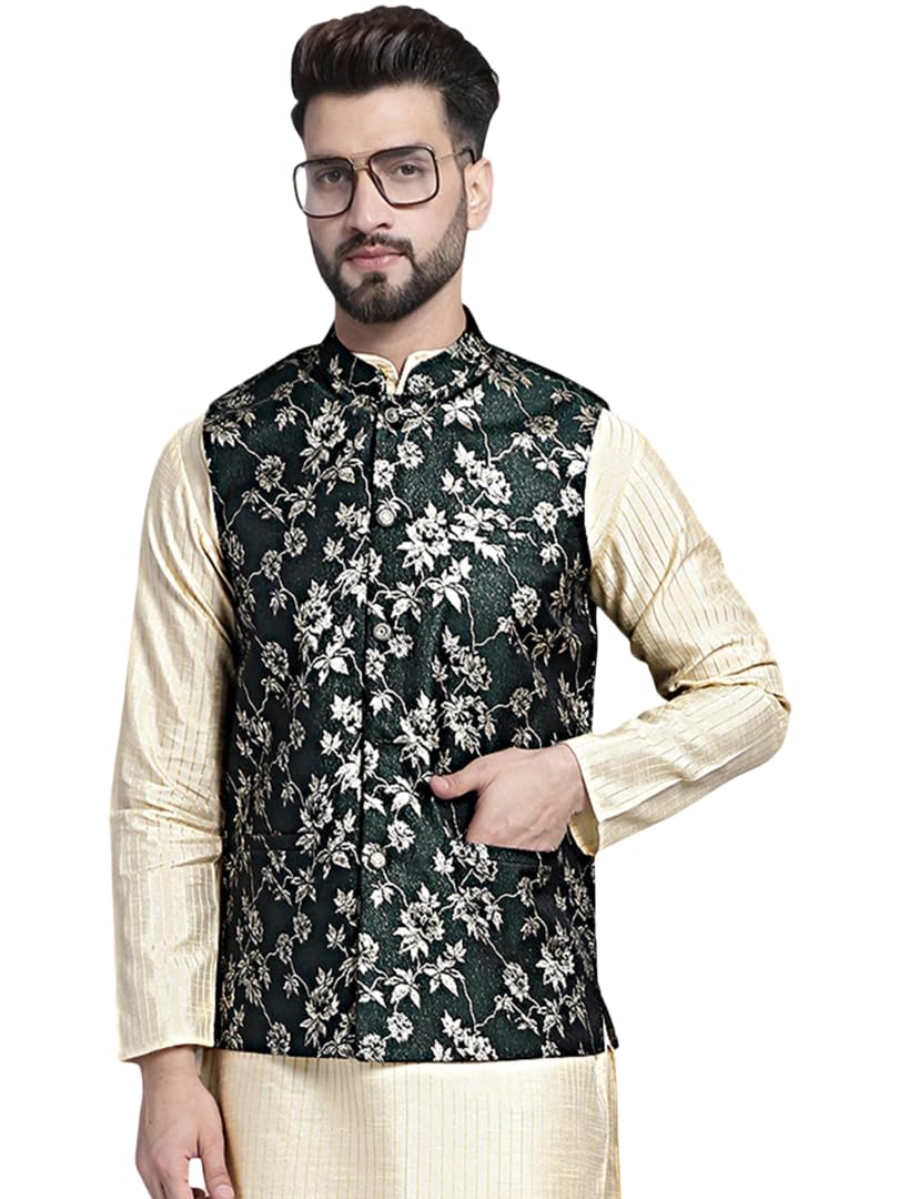 jompers Men's Woven Design Nehru Jacket-picture-16