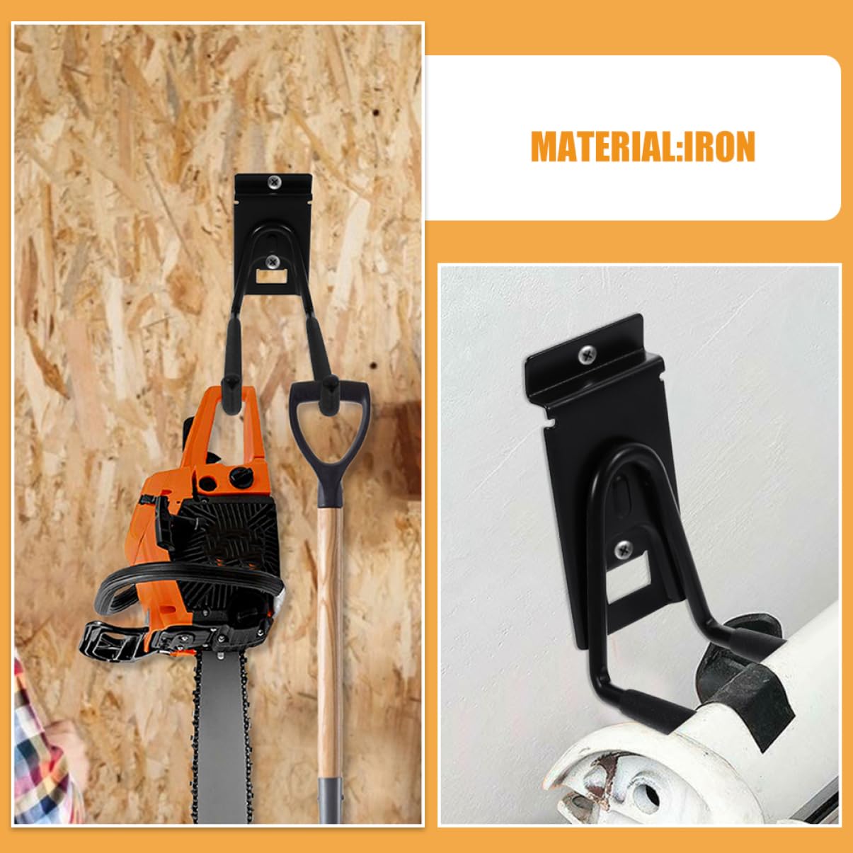 Mobestech Ganchos de Pared para Garaje de 8 Pulgadas, Hierro, 2 Piezas