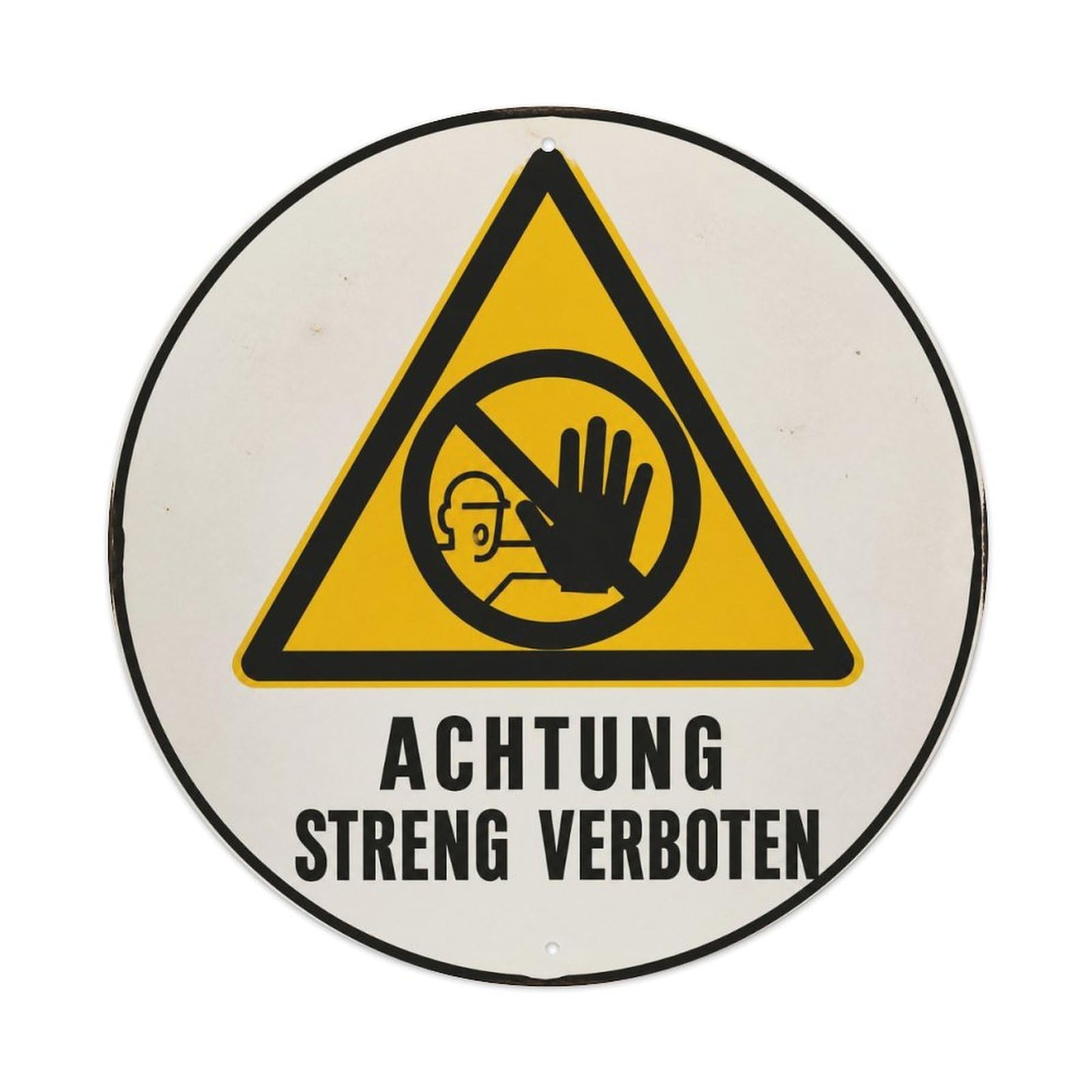 Olyhtr 8X8inch Classic Style Strictly Forbidden Witty Notice German Vintage Icon Metal Tin Sign