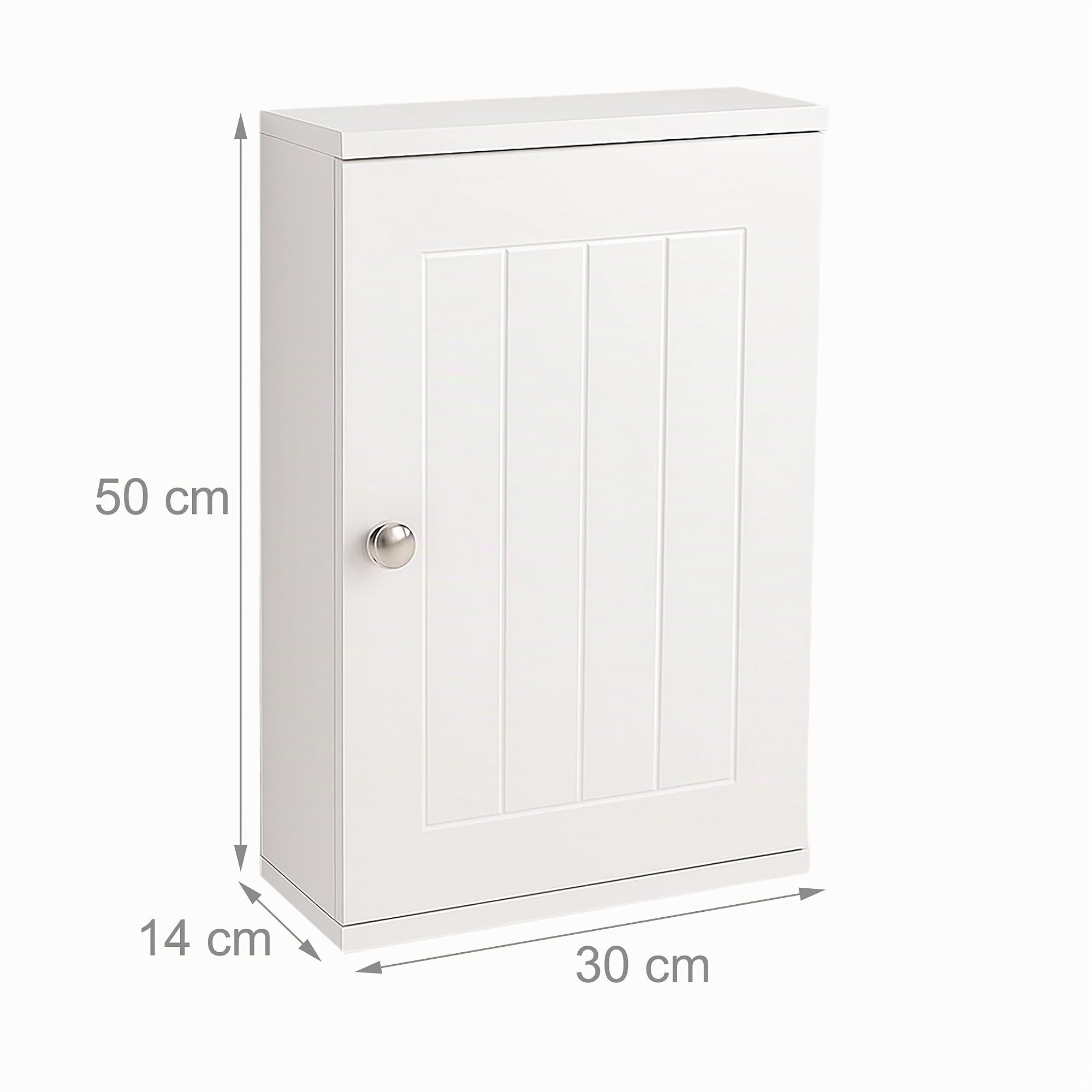 Armadietto pensile da Bagno Relaxdays, 2 Scomparti, HLP: 50 x 30 x 14 cm, Chiusura Magnetica, Stile Rustico, Bianco