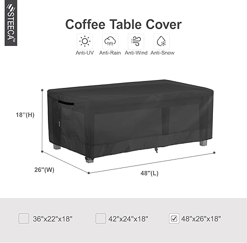 Miniatura 2 de Funda para mesa auxiliar de patio, impermeable, rectangular, pequeña, para muebles de exterior, 48 pulgadas de largo x 26 pulgadas de ancho x 18