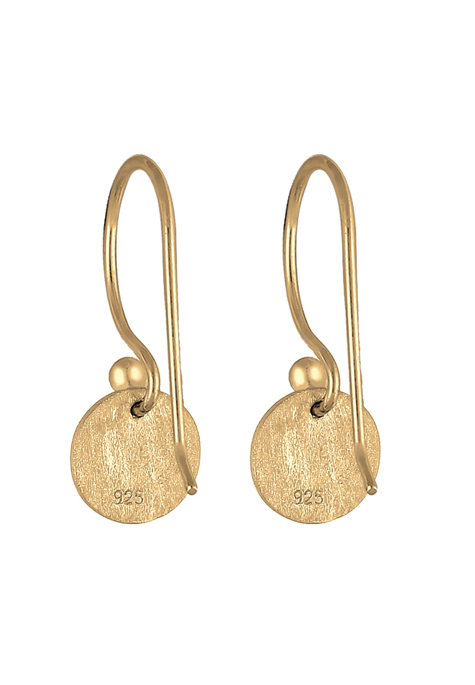 Elli Pendientes Pendientes para damas circular mate en plata de ley 925 bañado en oro