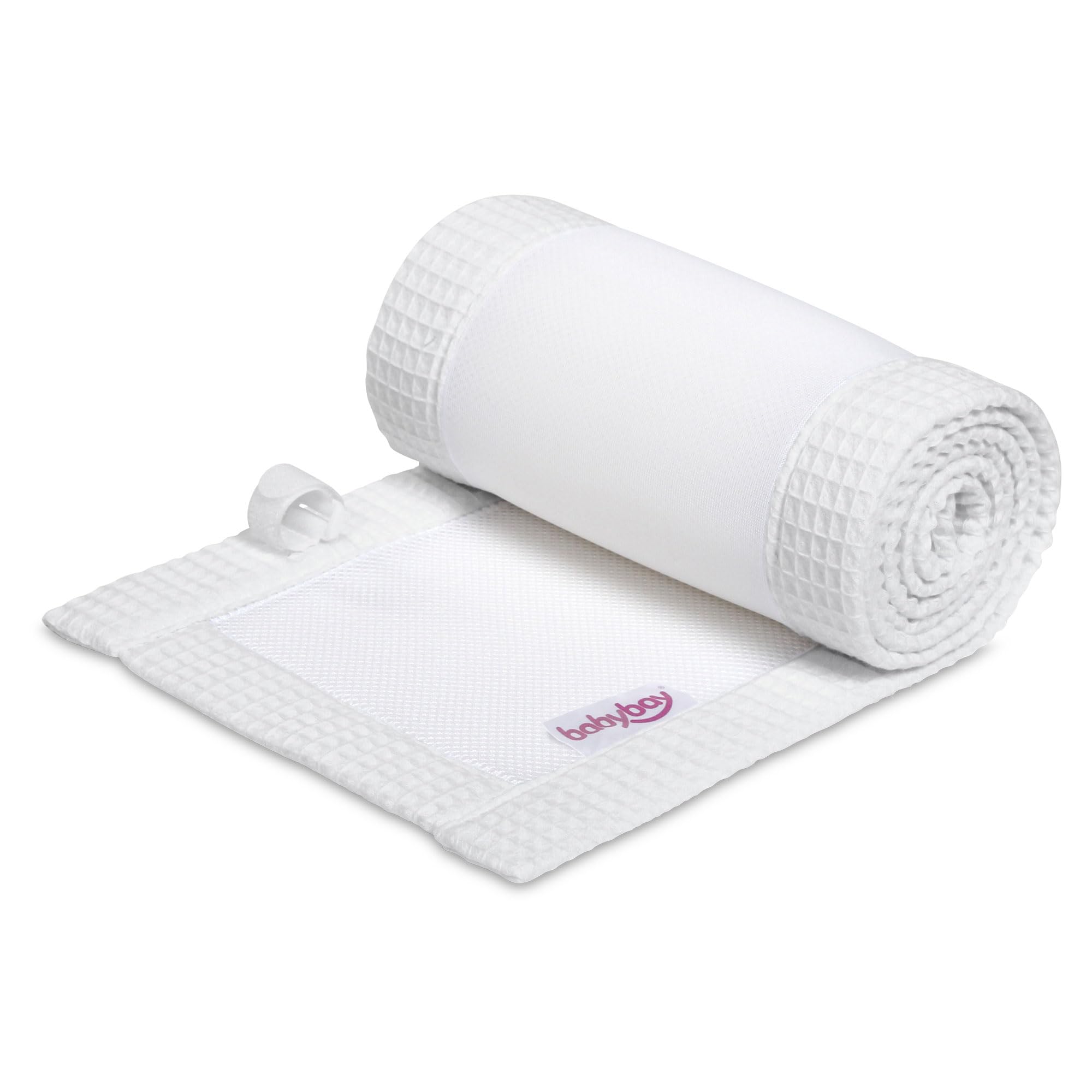 babybay Paracolpi 3D in rete piqué a nido d'ape, adatto per modello Boxspring XXL, bianco