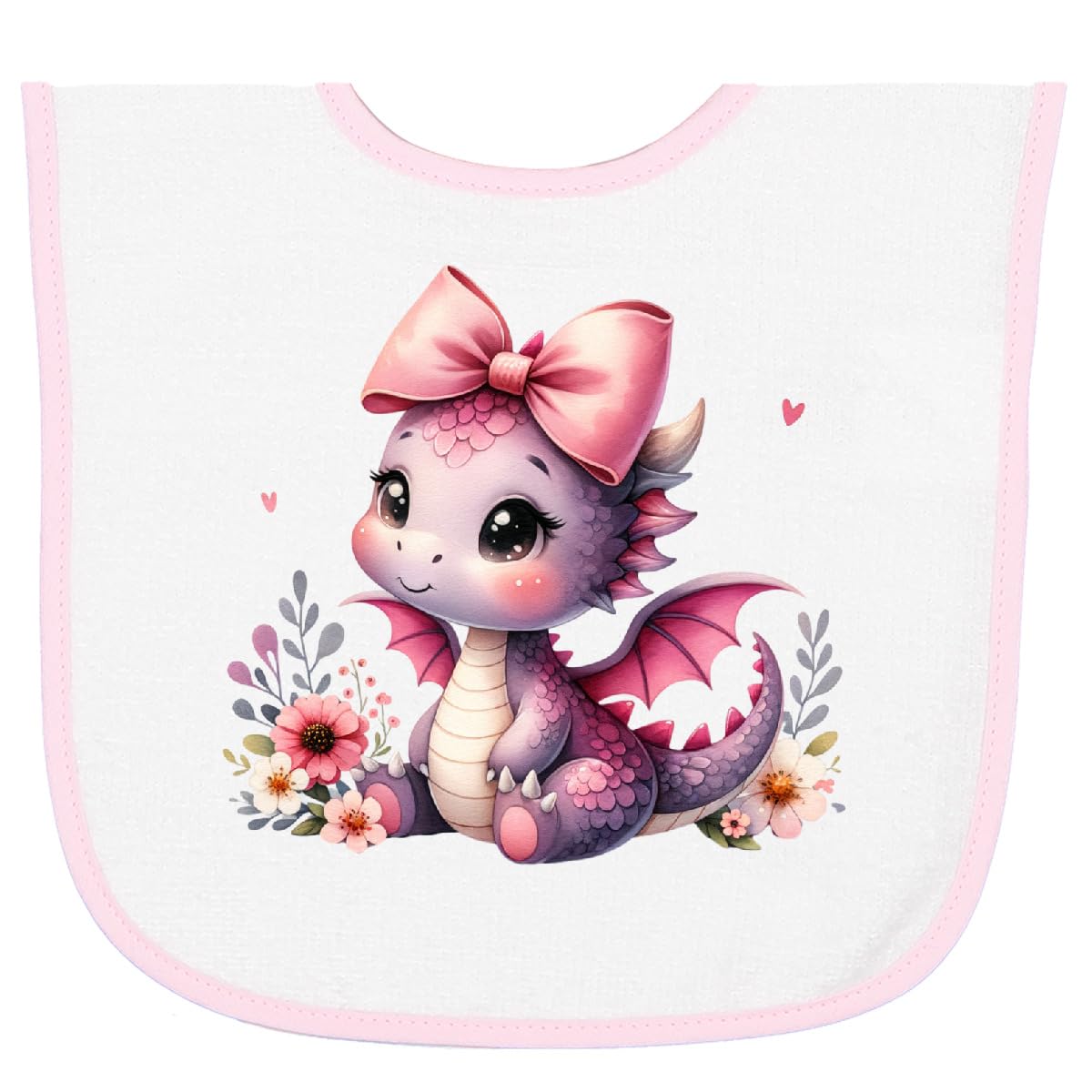 inktastic Girls Baby Dragon Baby Terry Cloth Bib
