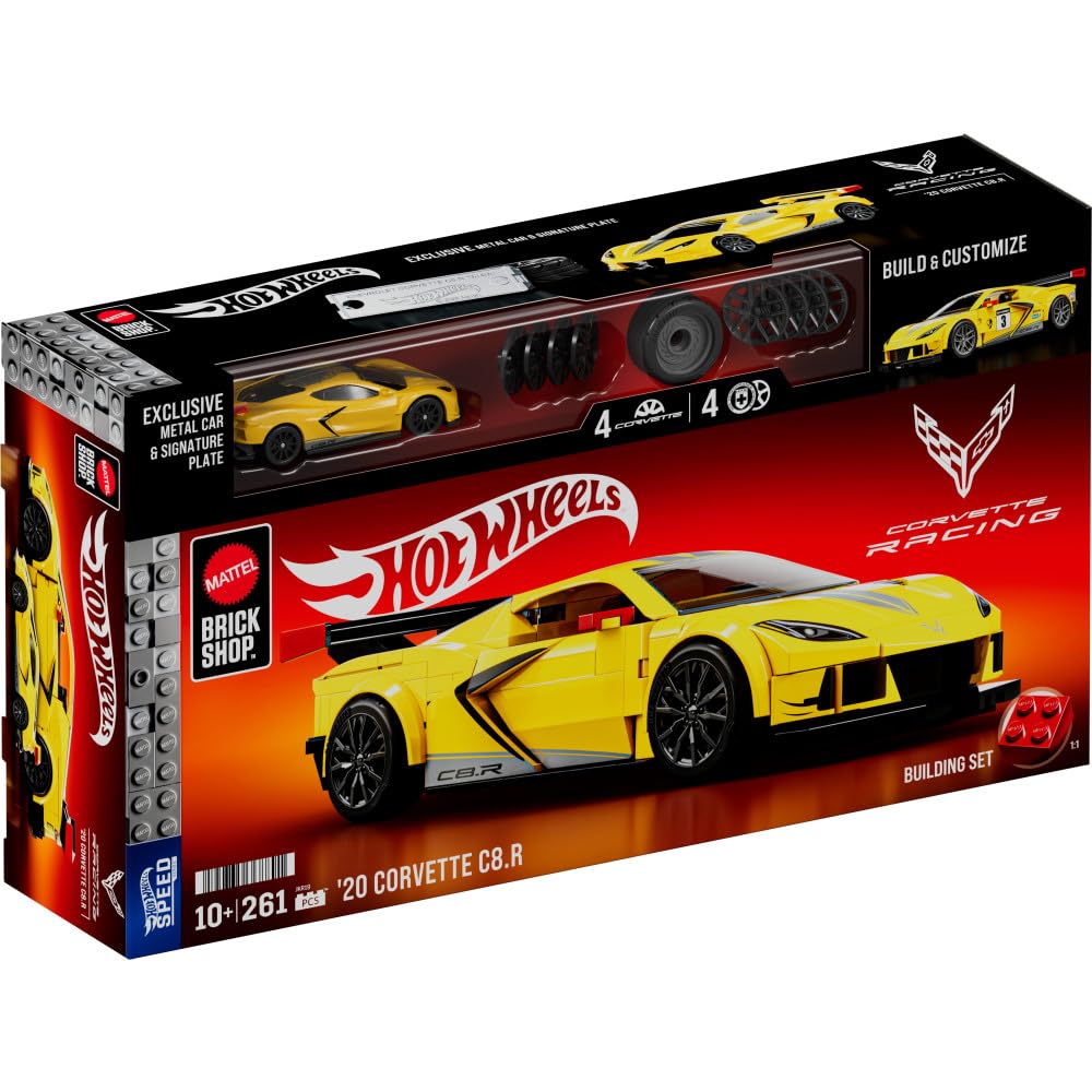 Mattel Brick Shop Hot Wheels Jogo de Construção Speed Corvette