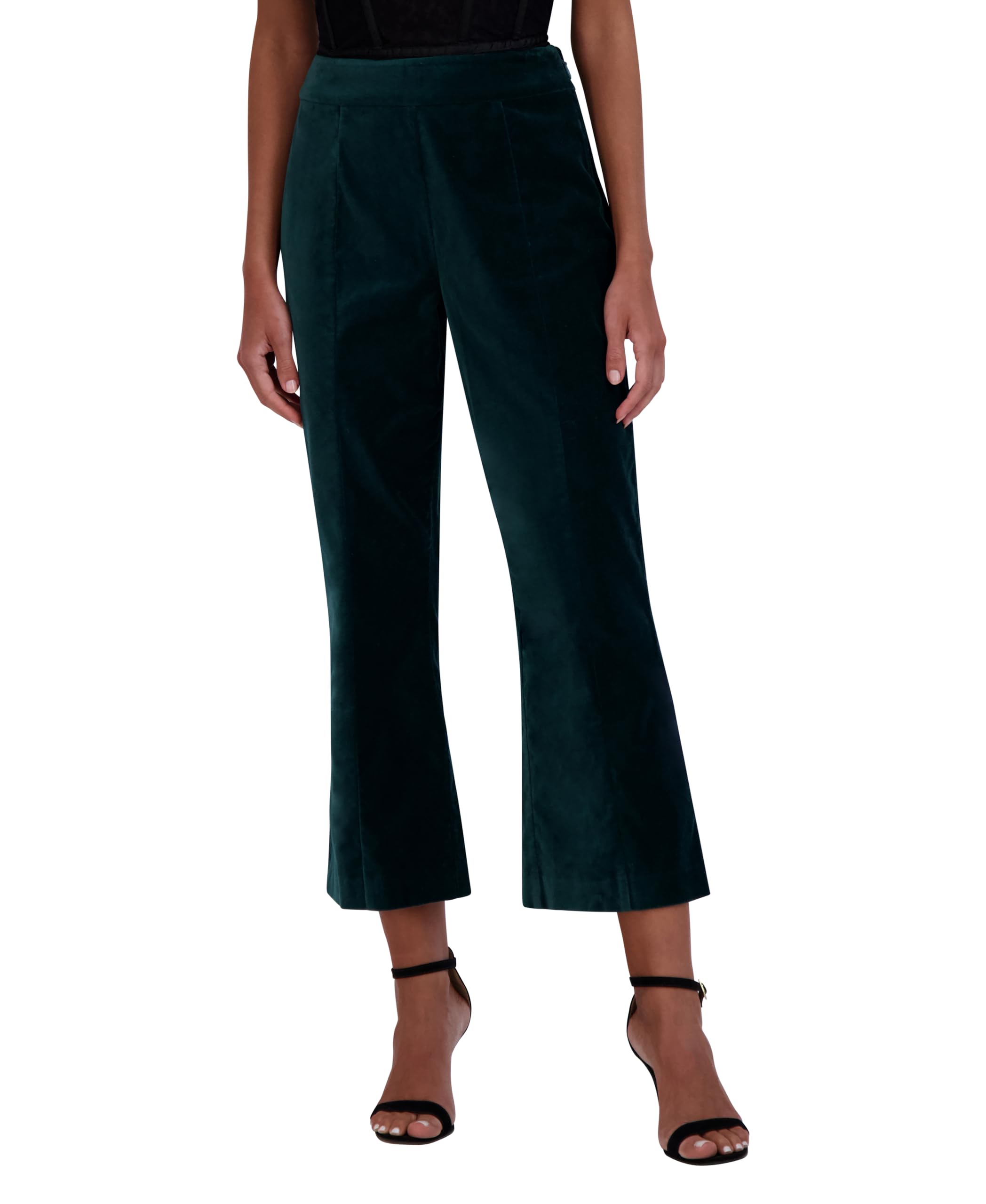 BCBGMAXAZRIA Womens Flare Leg Cropped Velvet Pant