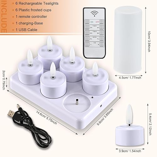 Miniatura 8 de Velas recargables sin llama parpadeantes LED con control remoto y temporizador y base blanca para el hogar, restaurantes, bodas, bares, cenas,