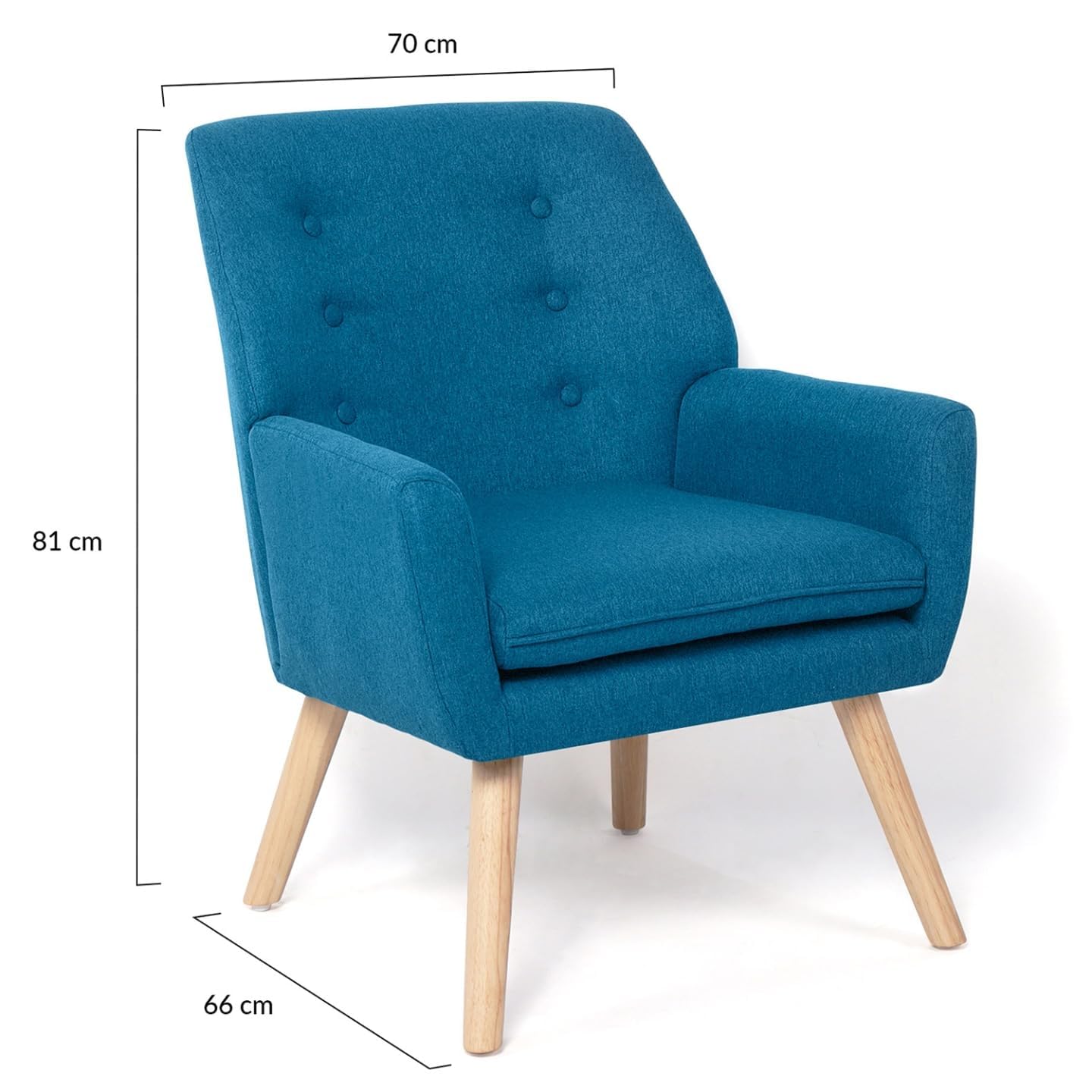 IDMarket - Sillón escandinavo NAT de tela, color azul pato