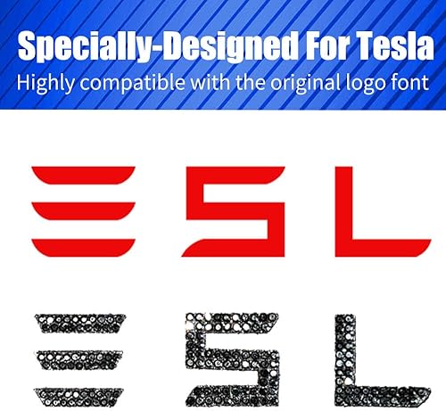 Miniatura 6 de Yeapop Emblemas de diamantes de imitación negros brillantes para Tesla Model 3 Y S X y Cybertruck, adecuados para decorar varios accesorios