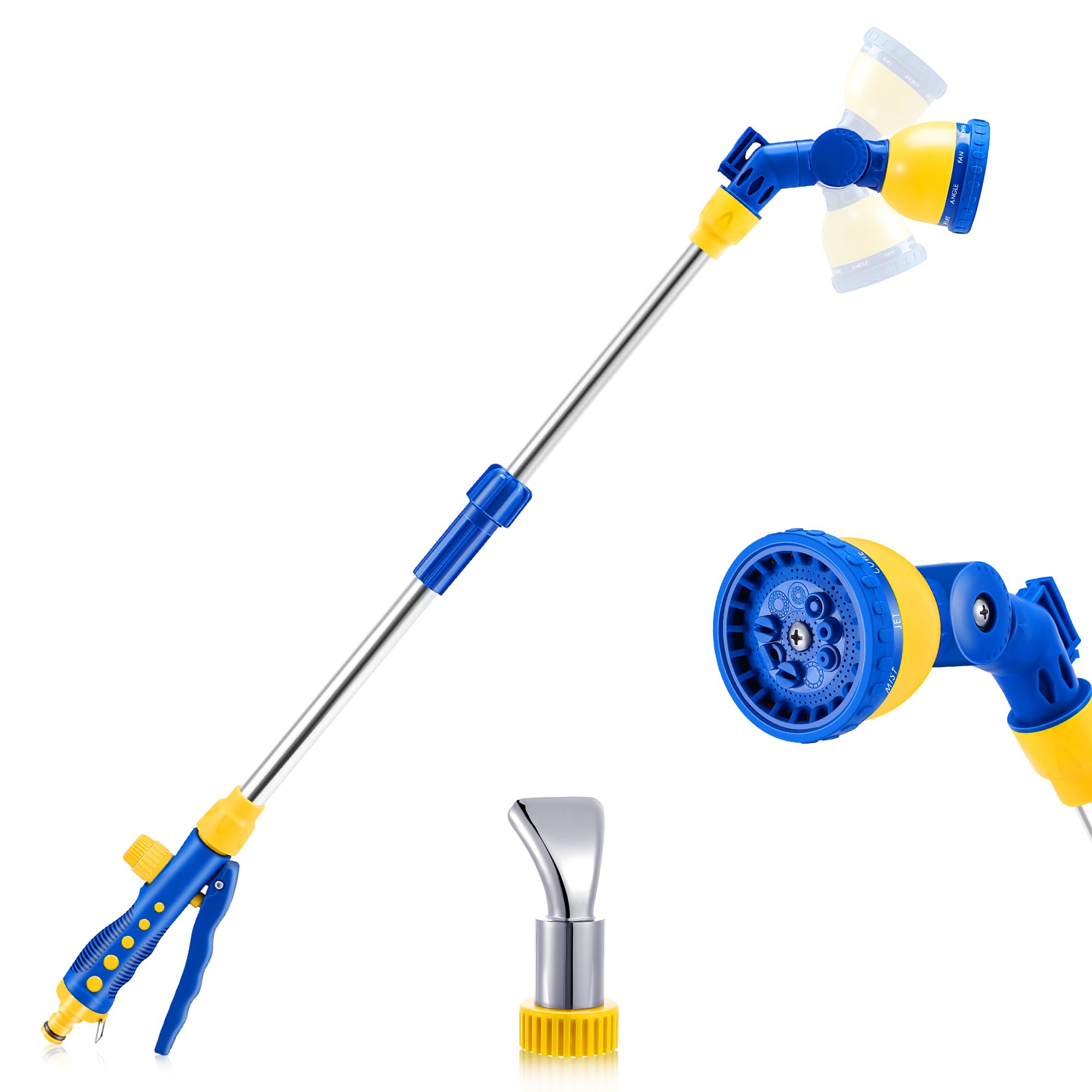 28-42 Inch Metal Watering Wand, Long Telescopic Garden Hose Wand with Swivel Head, 10 Spray Patterns Nozzle Wand with Thumb Flow Control, Garden Hose Sprayer for Hanging Basket, Plants, Shrubs