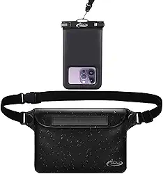 AiRunTech Bolsa de telefone à prova d'água, acessórios de praia para férias, viagem, porta-passaporte, conjunto essencial de cruzeiro, bolsas secas com cordão para família, mulheres, homens (capa de