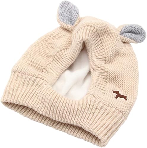 shlutesoy Gorro de punto de invierno cálido para cachorro, diseño de orejas de conejo para mascotas