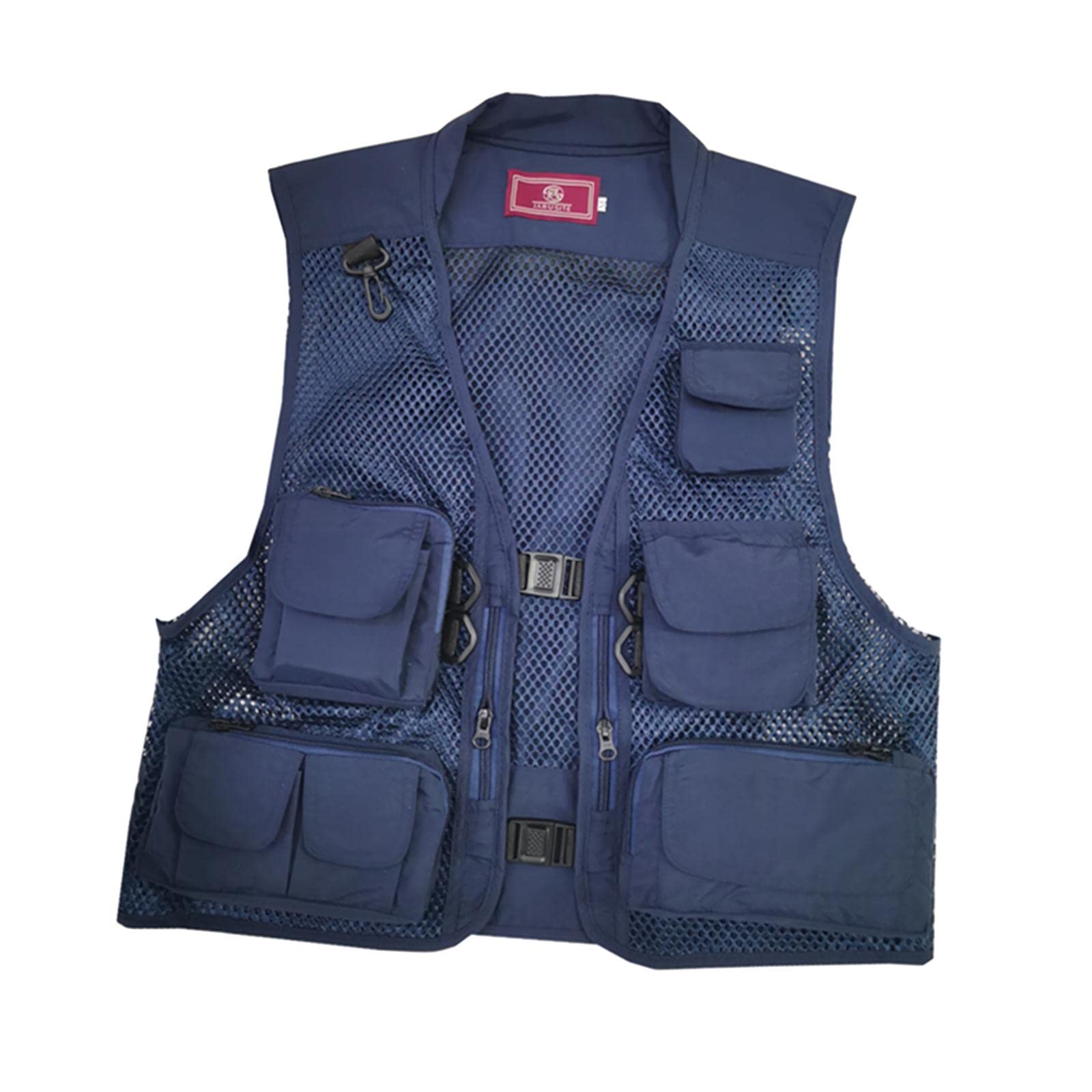 Merishopp Men Fishing Vest Multi Zipper Pockets for Photography Climbing Blue XL-Sporting Goods-Water Sports-Swimwear & Safety-Life Jackets & Preservers-1 Piece Men Fishing Vest-picture-18