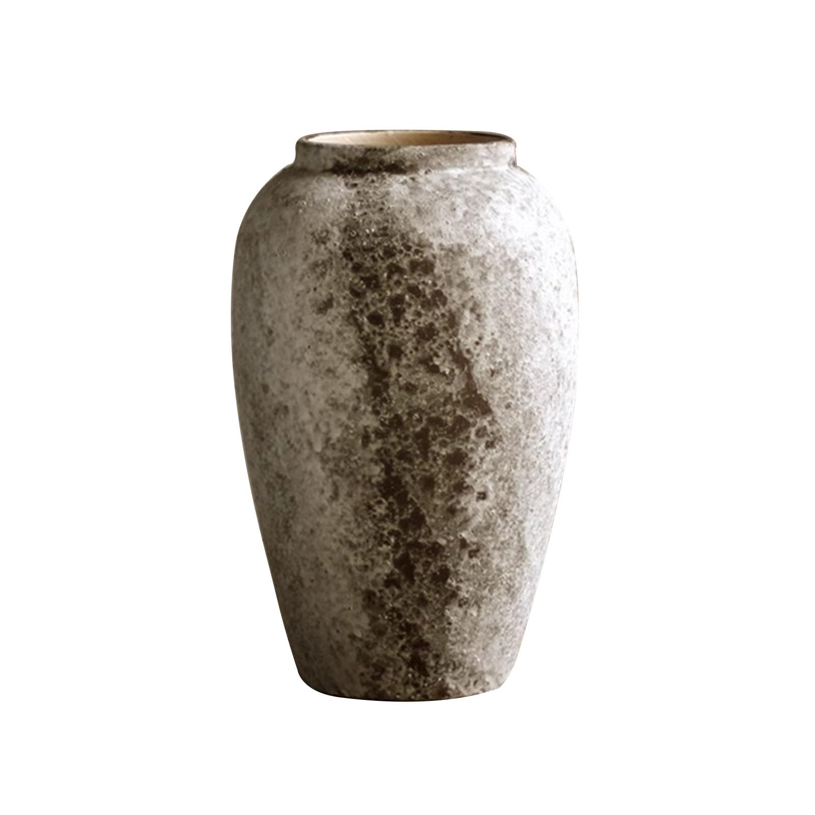 Country Style Large Vase, Farmhouse Round Decorative Vase, Ornament for Living Room, Office, Hotel, Fireplace, Ceramic(Size:18 * 18 * 30CM,Color:Natural color B)