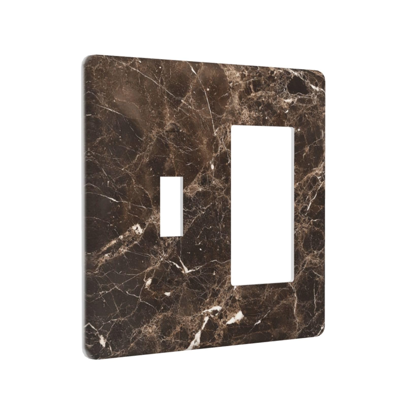 Placca di copertura per interruttore della luce, marrone scuro, astratto, marmo, moderno, lussuoso, 2 gang a levetta, combinato, piastre decorative per interruttori e prese di corrente