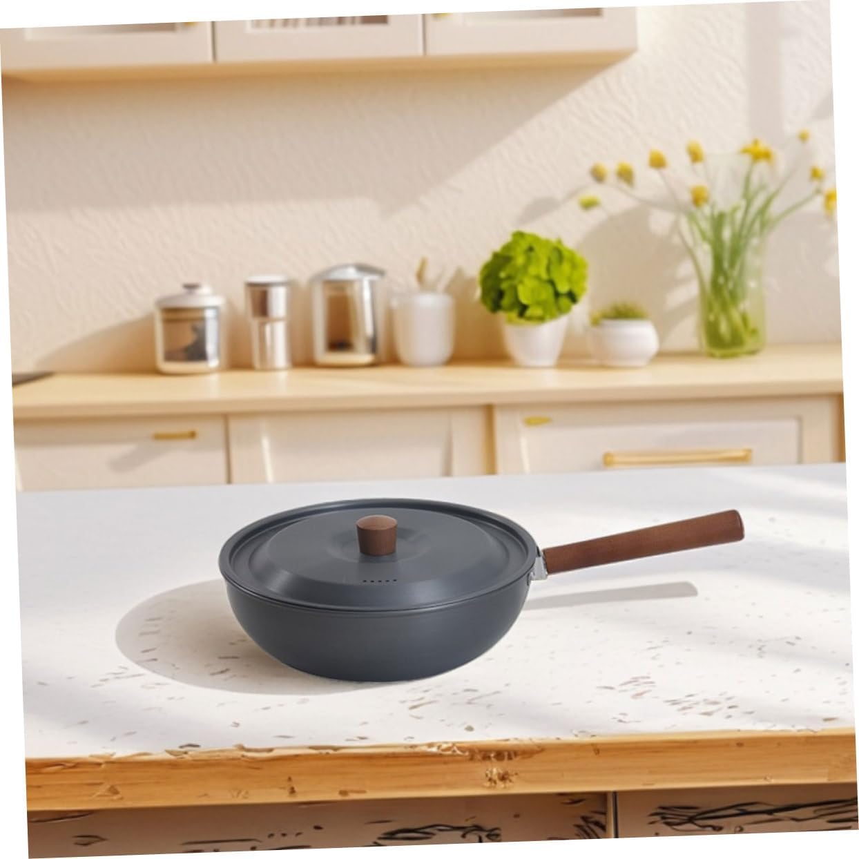 Sosoport 1set Portable Outdoor Cooking Pot Detachable Frying and Boiling Pan for Camping and Picnic Aluminum Alloy Nonstick Coating for Easy Cleanup and Even Heat Distribution