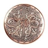 [SENYON] 線香立て 龍 孔雀 お香 香台 トレイ 風水 アロマ (赤銅色, ドラゴン)