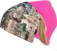 Vista 1 de Gorro reversible para cola de caballo para mujer, resistente al viento, forro polar, para senderismo, caza, pesca
