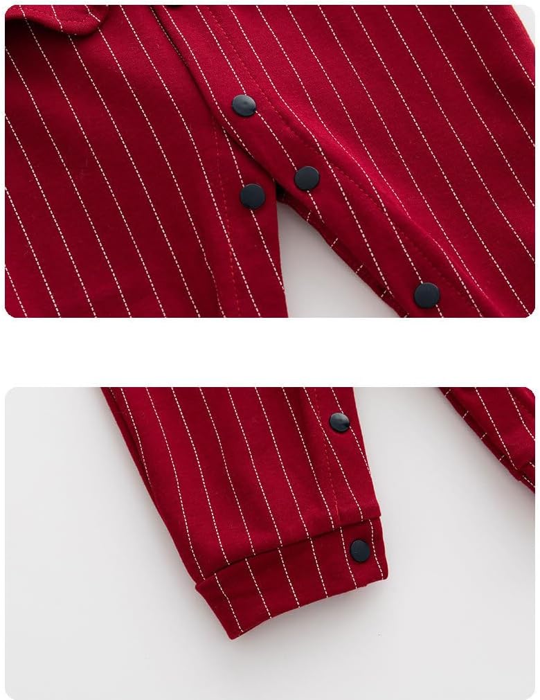 Newborn Baby Boy Gentleman Romper Tuxedo One-Piece Outfit with Bow Tie, 100% Cotton Long Sleeve Formal Wear - Image 6