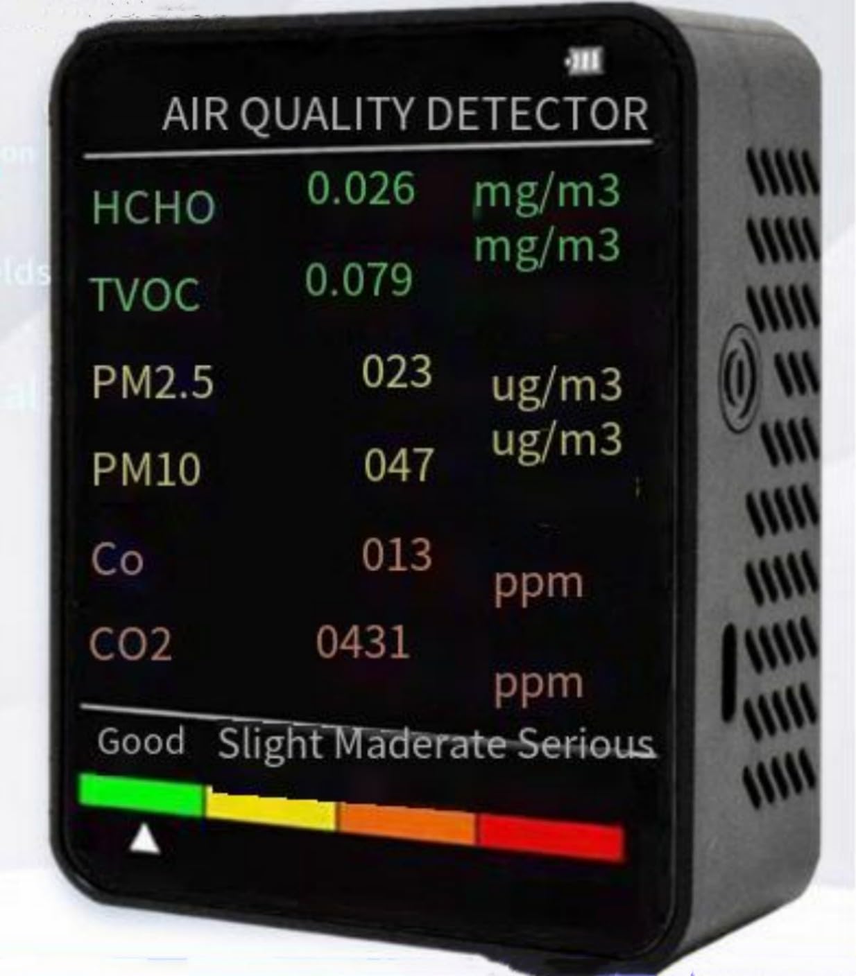 Temperature and Humidity Meter, Carbon Dioxide Detector; Air Quality, Oxygen, (Black 6-in-1 (Formaldehyde, TVOC, PM2.5, PM10, Carbon Monoxide, Carbon Dioxide))