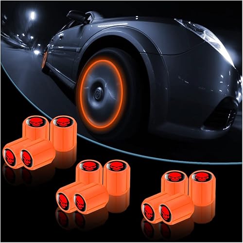 B0BNDN1JSR_image_6 12 tapas de válvula de neumático de automóvil de calavera fluorescente, cubierta de válvula de rueda de ABS resistente a la corrosión, tapa