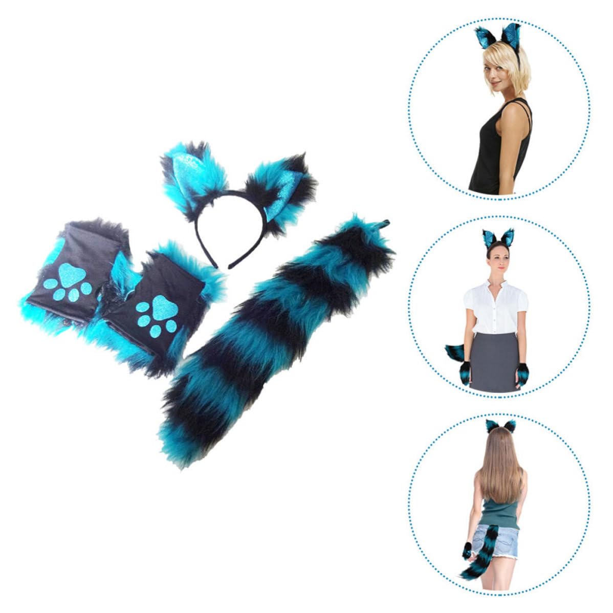 TOPBATHY 5 Juegos Diadema de Peludo Azul de Felpa para Cosplay y Fiestas