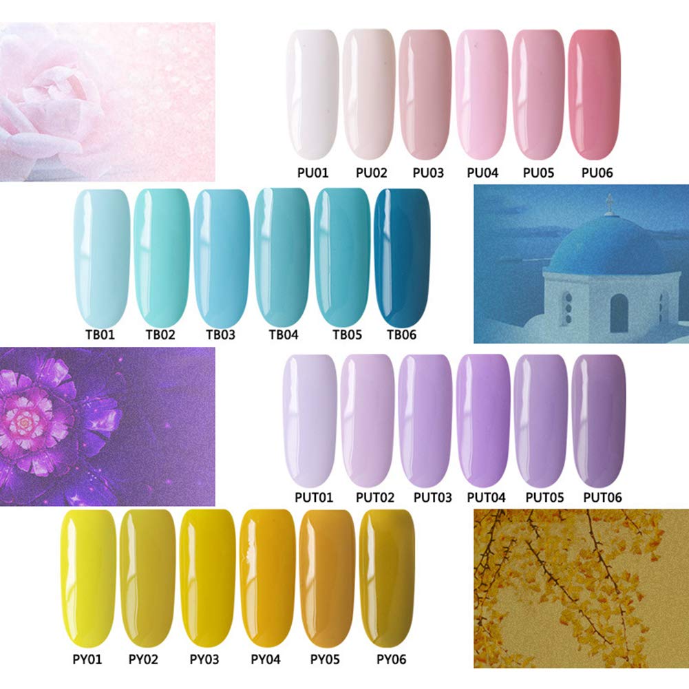 Nail Polish Set By gLoaSublim,6Pcs Shiny Solid Color Gel Polish UV LED Nail Art Decor Long Lasting Varnish - 13#