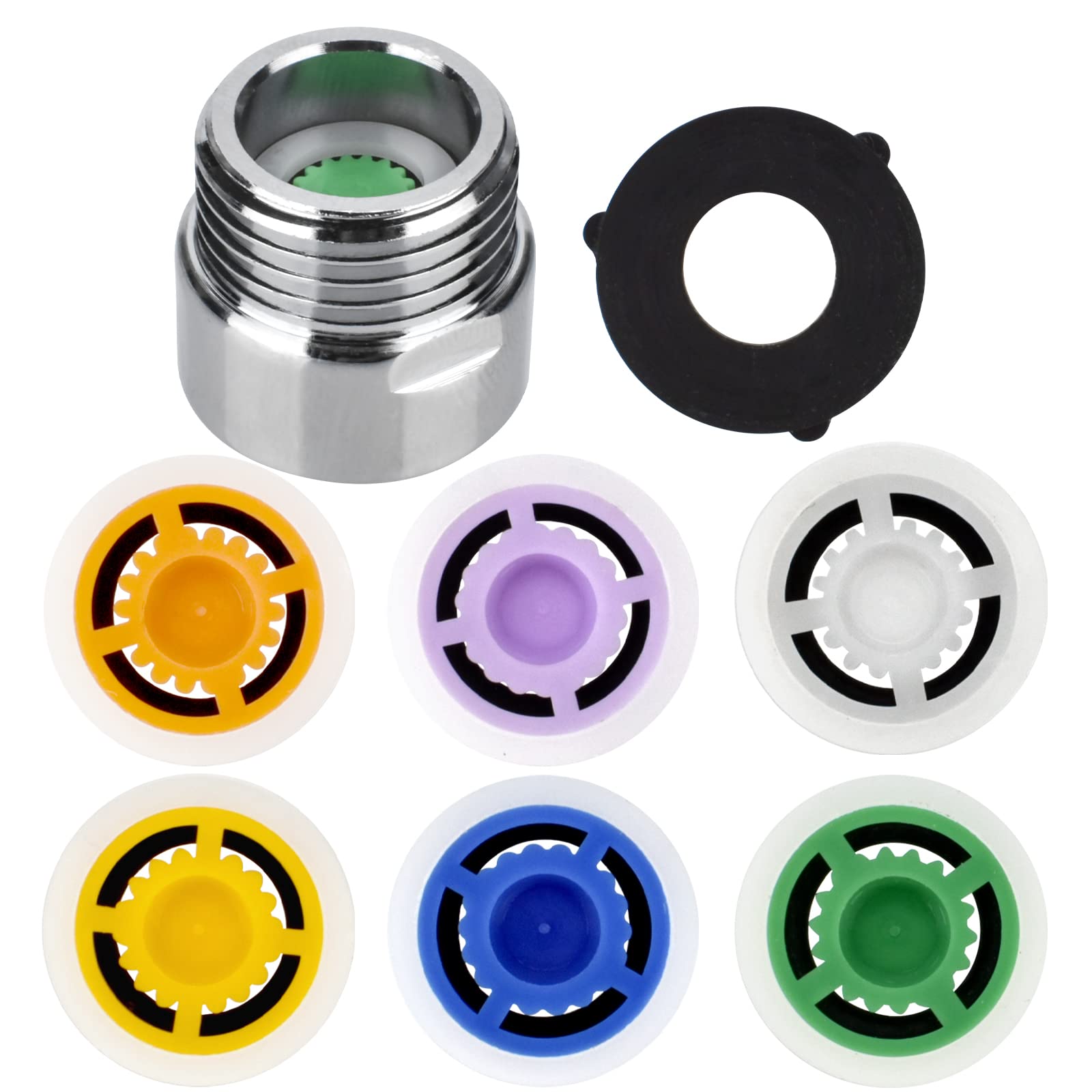 6 Pieces Shower Flow Reducer Limiter Set, Water Flow Saver Adapter, Handheld Shower Flow Restrictorfor for Shower Hotel Bathroom Toilet （1.2/1.5/1.8/2/ 2.2/2.5 GPM）