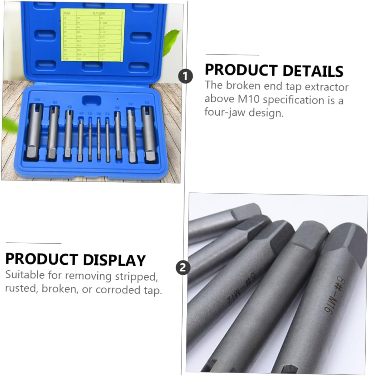 10Pcs Durable Screw Extractor Set Premium Broken Tools for Stripped Screws and Rusted Bolts for Home Repair and Industrial Use Comes with Storage Box