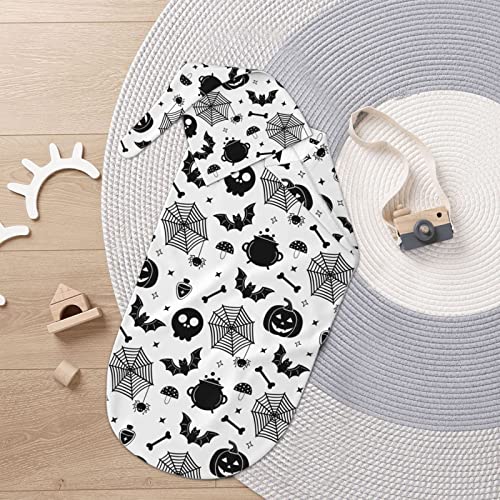Image of Gothic Swaddle Blanket for Baby, Goth Swaddling Sleeping Bag Sack, Halloween Pumpkin Bat Baby Stuff