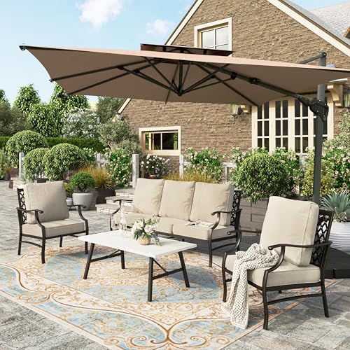 HERAS-HOUSE-4-Piece-Patio-Furniture-Set-2-x-Metal-Frame-Cushioned-Chair-3-Seat-Sofa-with-Marbling-Coffee-Table-All-Weahter-Outdoor-Conversation-Set-for-Lawn-Garden-Backyard HERAS HOUSE 4 Piece Patio Furniture Set 2 x Metal Frame Cushioned Chair 3 Seat Sofa with Marbling Coffee Table All Weahter Outdoor Conversation Set for Lawn Garden Backyard