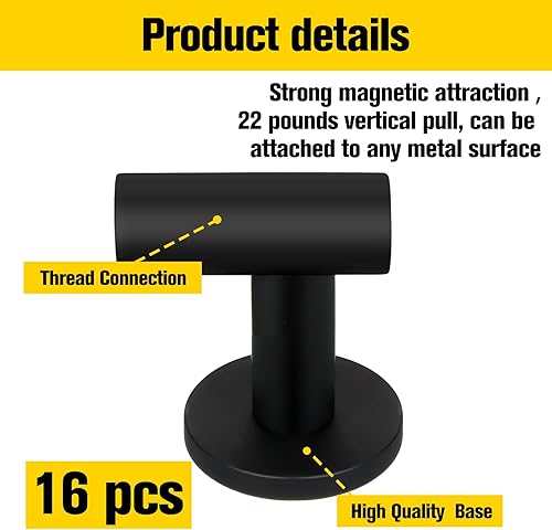 Vista 18 de Therwen Ganchos magnéticos negros de neodimio resistentes para refrigerador, puerta de metal, taquilla para colgar toallas, abrigos, bolsas