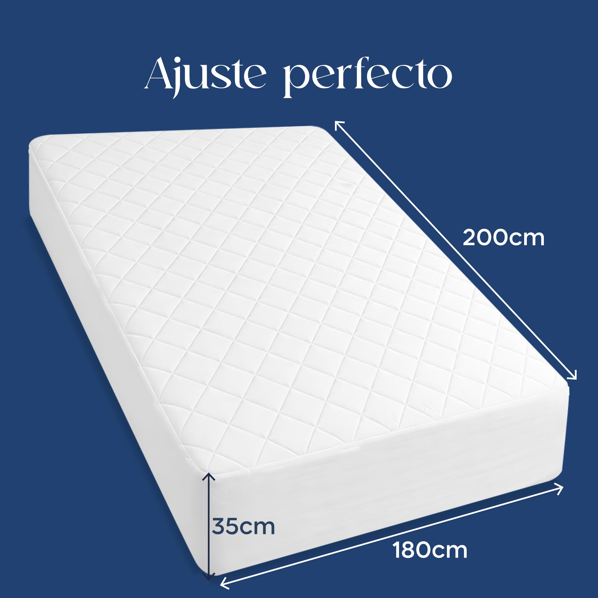 Twinzen Protector Colchon 180x200 cm Acolchado - Cubre Colchon con Goma Elástica en el Contorno, Solapa de hasta 40 cm - Oeko-Tex, No Impermeable