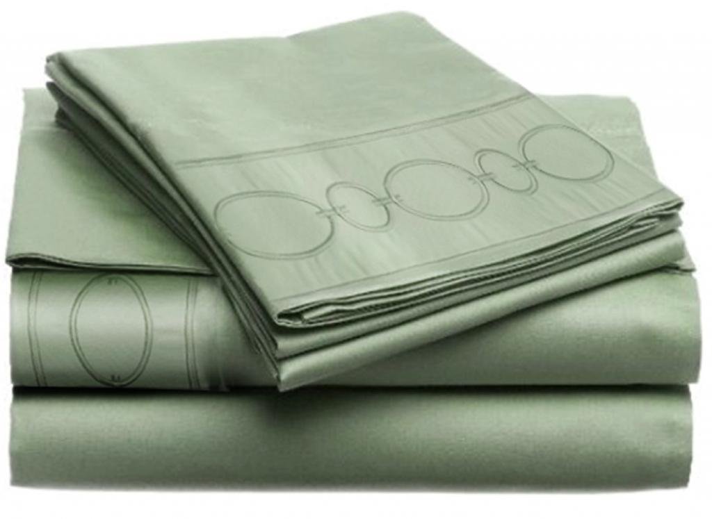 Parure de lit 4 pièces drap et taies brodées Jill Morgan Maria Home Dynamix sauge