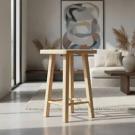 Banquinho Banqueta de Madeira Pinus Cru 40cm Resistência e Qualidade Cagema