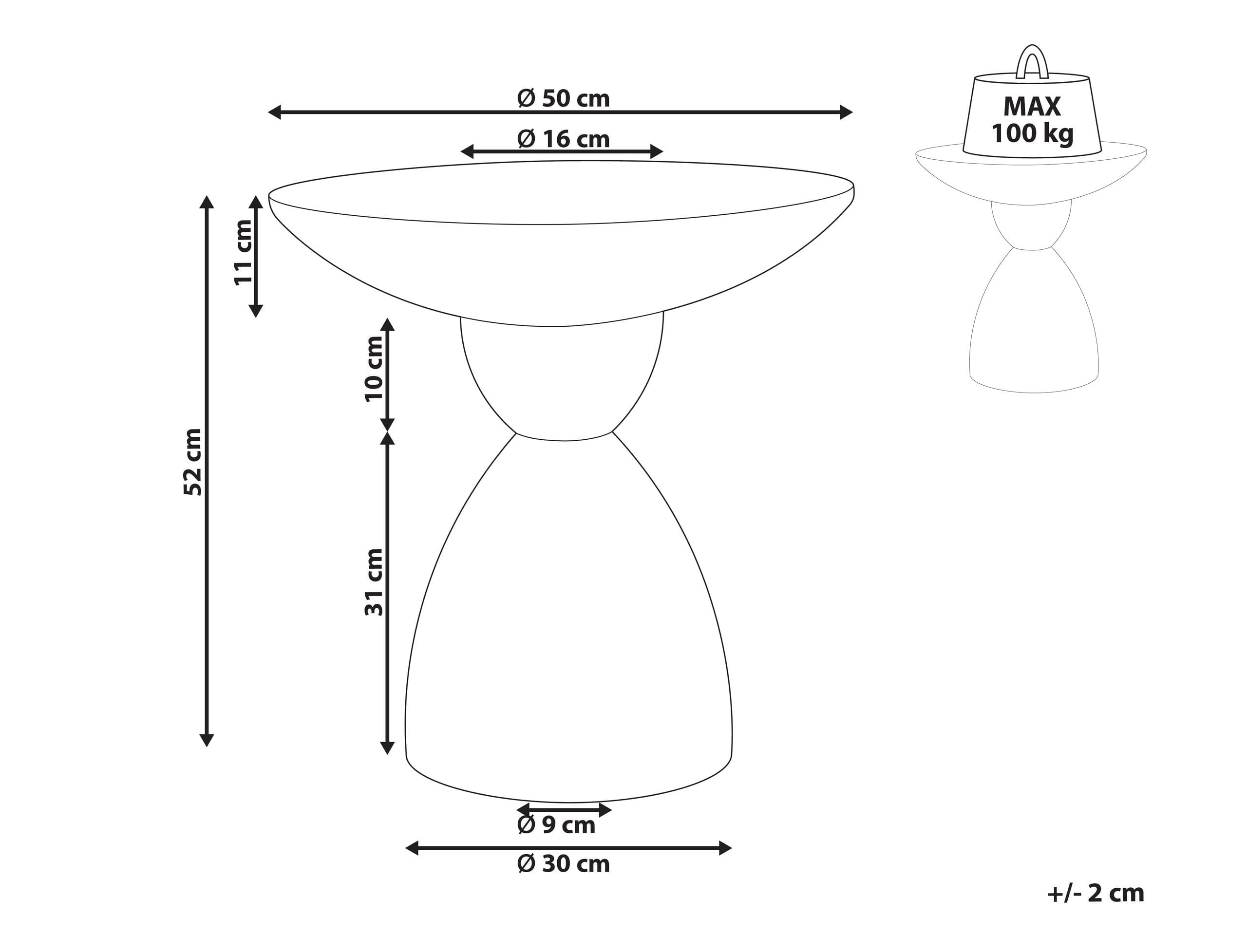 Beliani Table d'Appoint Effet Terrazzo Forme Contournée Ronde 52 cm Résistant Blanc Cassé Caffi