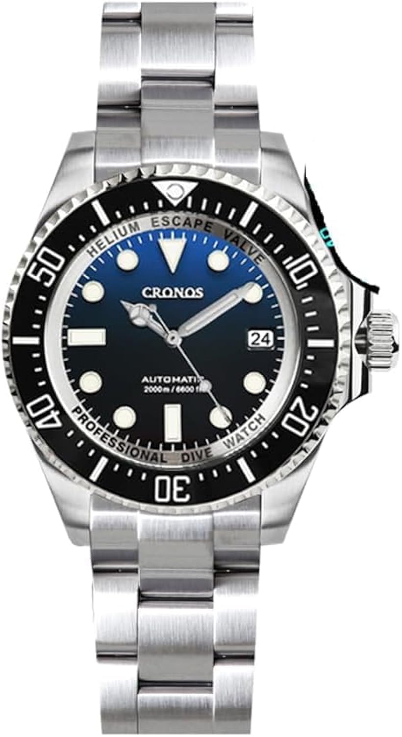 Cronos PT5000 - Reloj de buceo automático para hombre, acero inoxidable, resistente al agua, 3000 metros, reloj profesional para hombre