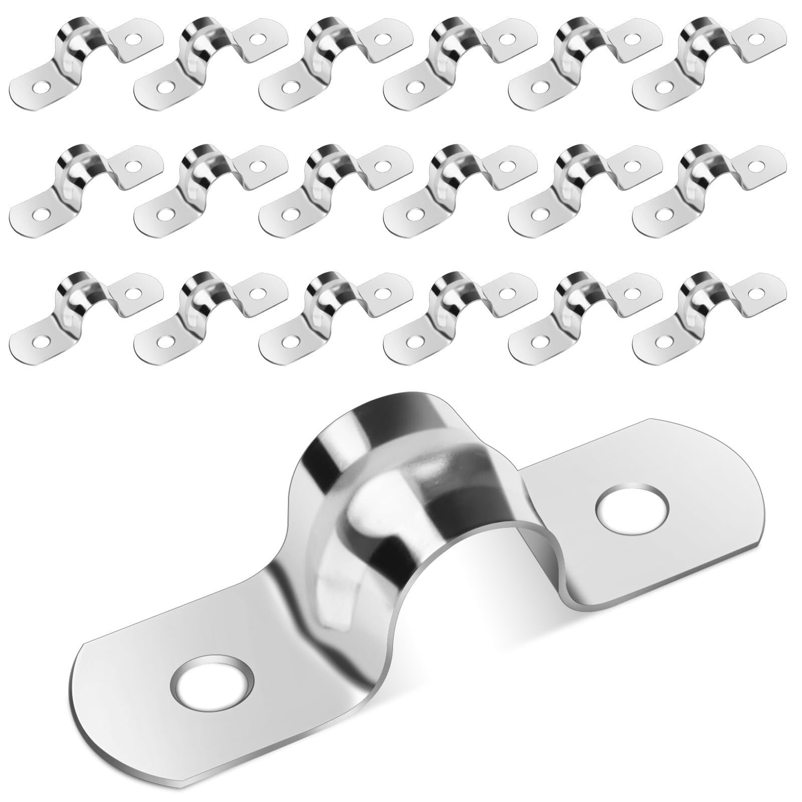 20 Pezzi Fascette per Tubi in Acciaio Inossidabile 25mm, Morsetti a U per Installazione Sicura(10pcs,80mm)