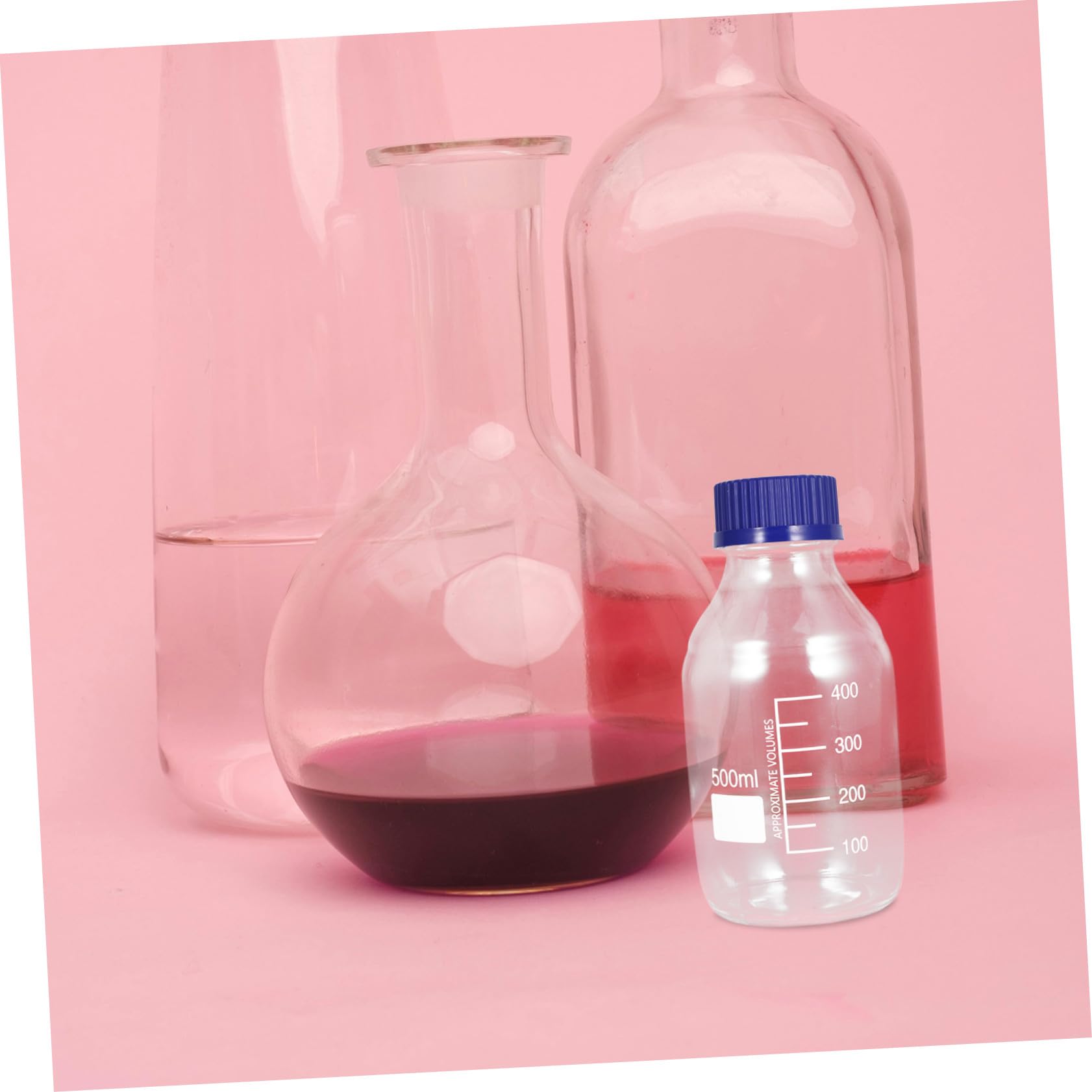 Botella de Reactivo de Vidrio 500ml, 2 Unidades, Tapa