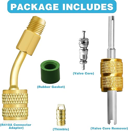 Miniatura 7 de Kit de adaptador R410A, adaptador mini split 516 a 14 acoplador R410A adaptador de manguera de refrigerante, conector de válvula removedor de
