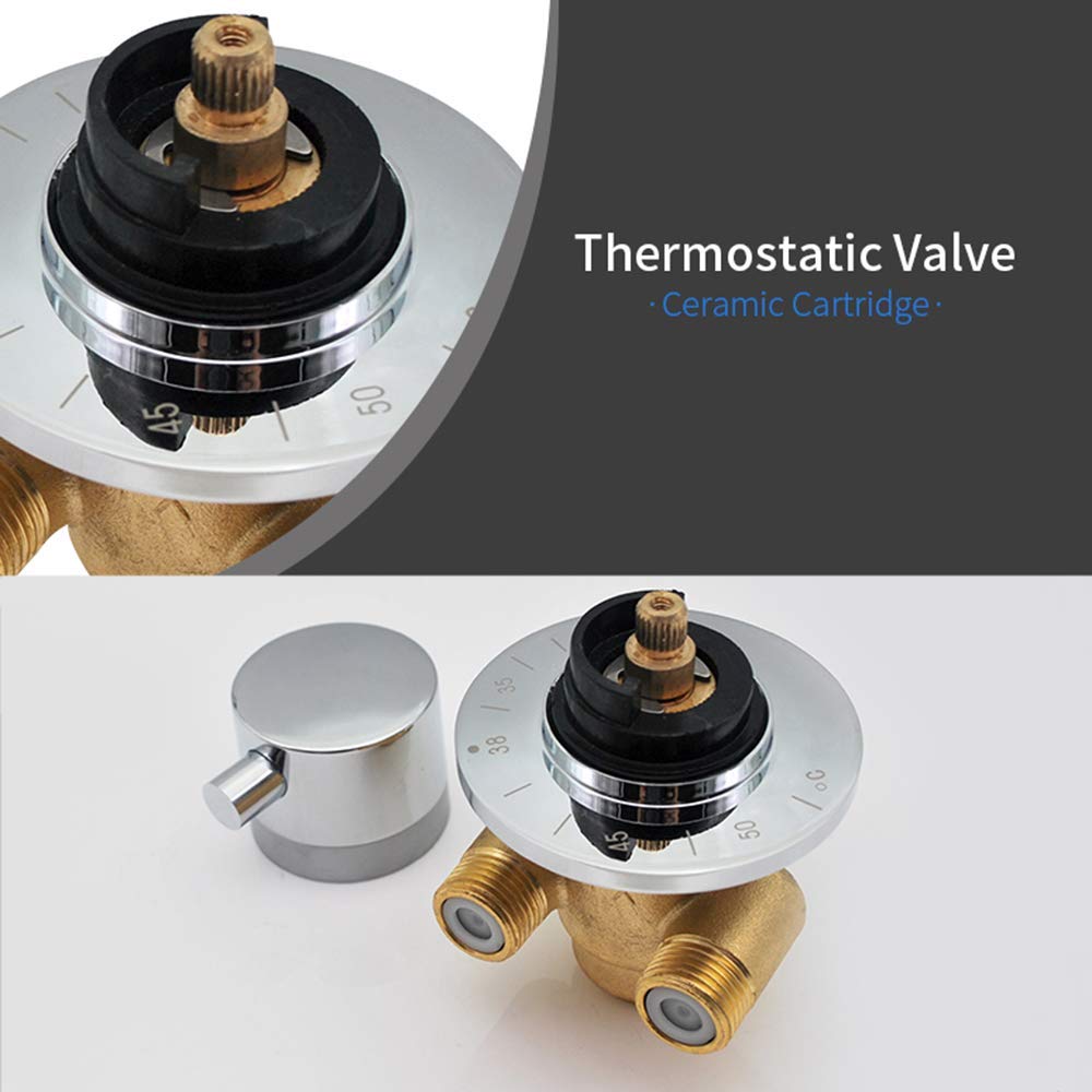Válvula mezcladora de Control de Temperatura de Salida unidireccional G1/2, Interruptor desviador, Grifo de Ducha termostático de latón, Cartucho de Tornillo Mezclador para habitación, manija única,