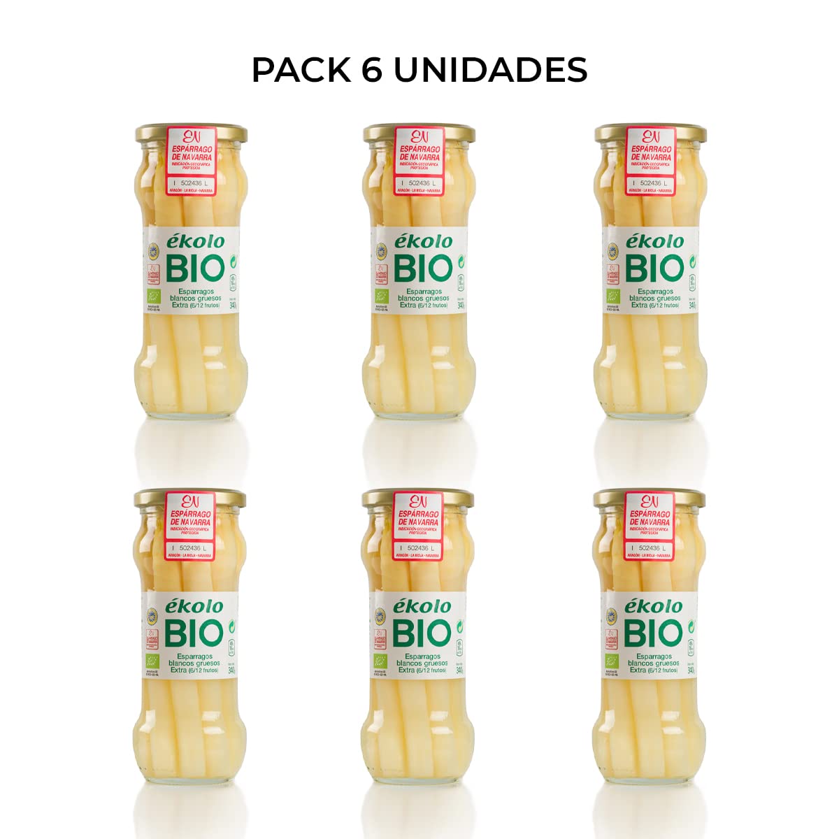 Ekolo Espárragos Blancos Gruesos Bio, 6 Tarros, 340G 2040g