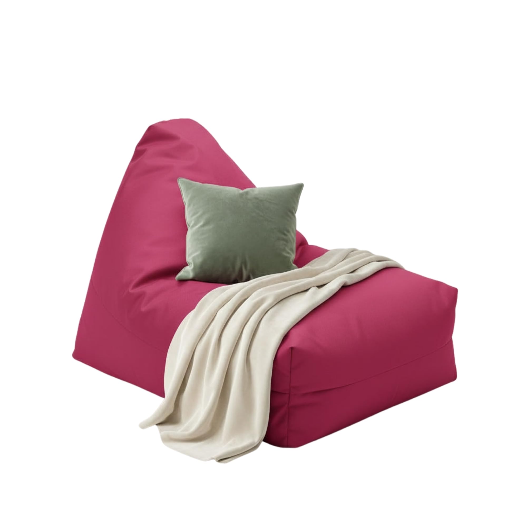 Kosiproducts Soft Polyester Bean Bag Chair with Polystyrene Beads - Water Resistant Comfortable Gaming Lounger Seat for Adults Kids [Pink, Large]