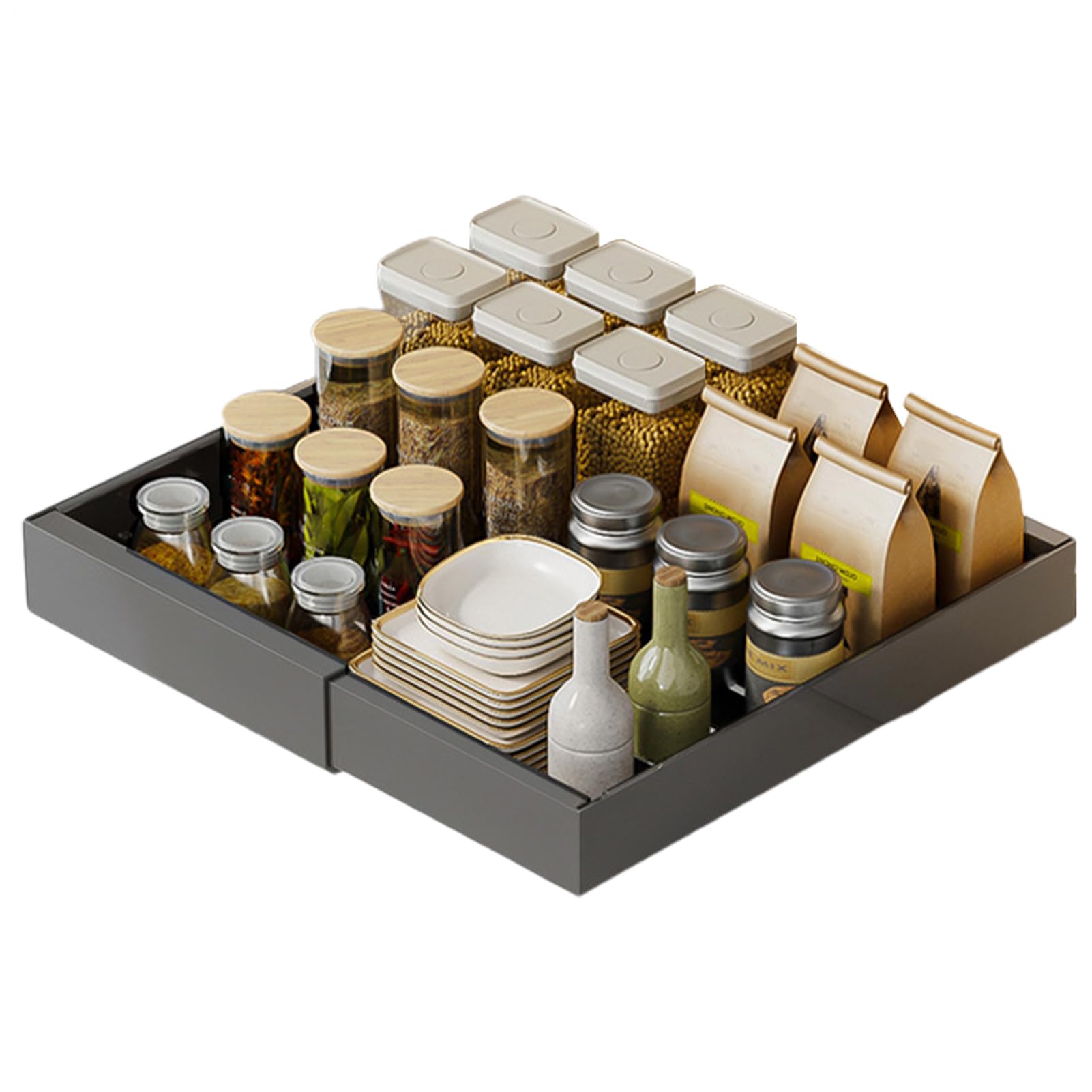 Organizer e Contenitori Sottolavello Robusto Cestello Estraibile Senza | Ripiani Scorrevoli Estraibili A Cassetto Sotto Lavello Per Cucina, Dispensa, Armadio, Armadietto