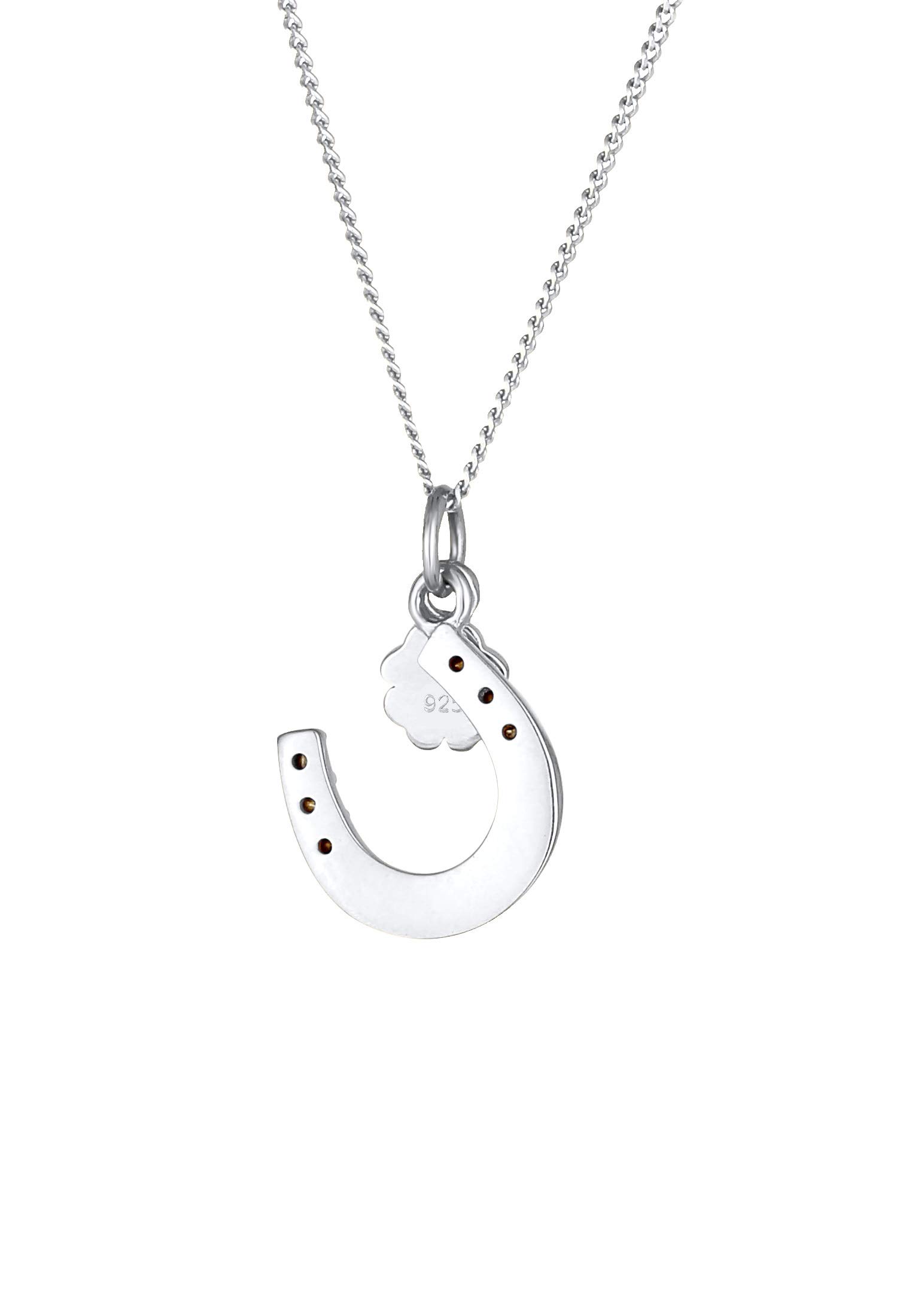 Elli Halskette Damen Anhänger Hufeisen Kleeblatt mit Kristallen 925 Silber