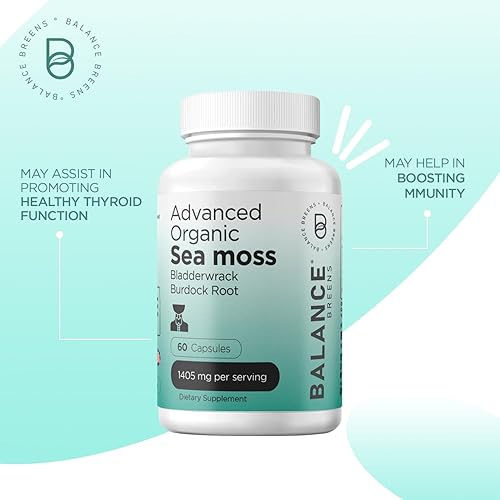 Miniatura 3 de Cápsulas orgánicas de musgo marino irlandés  60 suplementos de musgo marino puro, vejiga y raíz de bardana  Soporte de tiroides, refuerzo