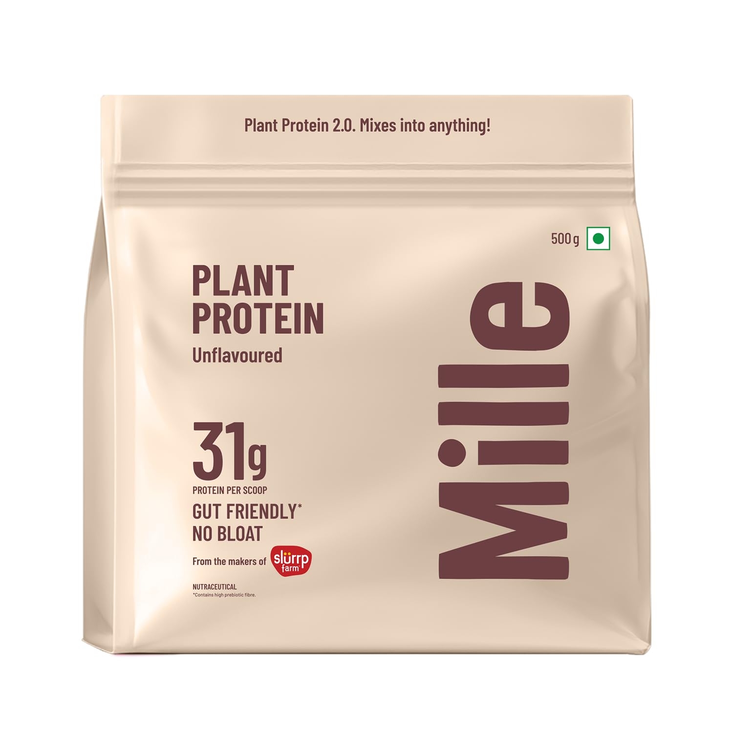 Mille Plant Protein | 31g Protein | Unflavoured | Made with Fermented Yeast Protein | No Bloat, Vegan, Heat-Stable | Has All 9 Essential Amino Acids | Mixes into Any Dish | 500g